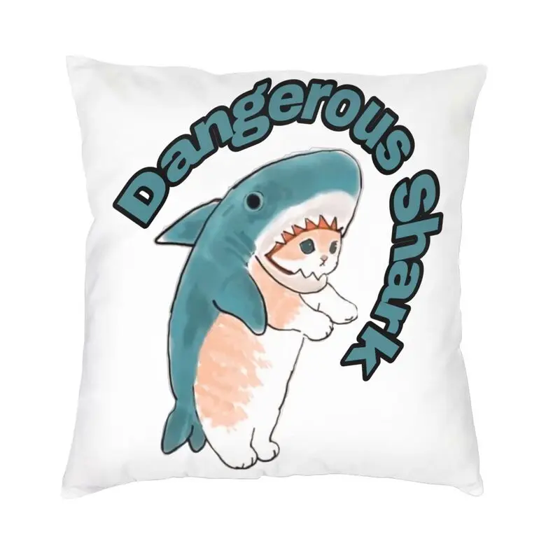 Чехлы для подушек с изображением Кошачьей Акулы из мультфильма Манга с животными для дивана в гостиной 40x40 Изображение 0