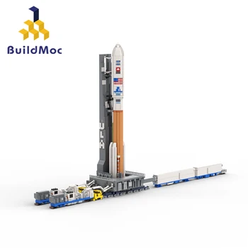 BuildMoc 1:110 Atlas V Launchpad Transporter Набор Строительных Блоков Космическая Ракета Пусковая База Автомобиль Игрушка Для Детей Подарок На День Рождения