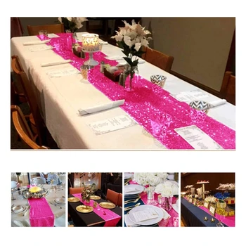 E5BB Элегантная настольная дорожка с пайетками для современного обеденного стола, розовая настольная дорожка