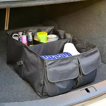 Аксессуары-органайзер для багажника автомобиля Автомобильный многокамерный ящик для хранения Органайзер для багажника автомобиля с регулируемыми крепежными ремнями