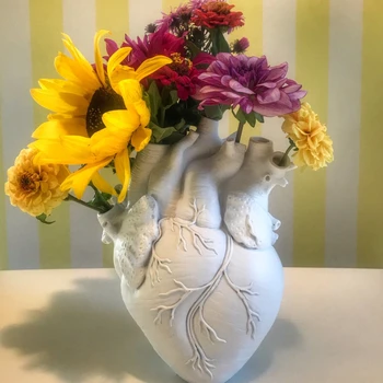 Ваза из смолы в форме сердца, контейнер для сухих цветов, ваза, скульптура для бассейна, гостиная, обеденный стол, украшение дома, украшение