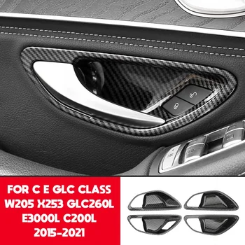 Накладка крышки чаши дверной ручки автомобиля из углеродного волокна для Mercedes Benz C E GLC Class W205 X253 GLC260L E3000L C200L 2015-2021