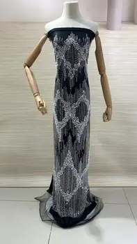 новая вышивка пайетками тяжелой промышленности SYJ-1306301 роскошное вечернее платье с трубкой из бисера, кружевная ткань с пайетками