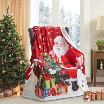 Рождественское одеяло Санта-Клауса, Флисовые Плюшевые Пледы, Мягкое Уютное Теплое Покрывало, Шаль, Кровать, диван, Фланелевое одеяло, Новогодний Подарок