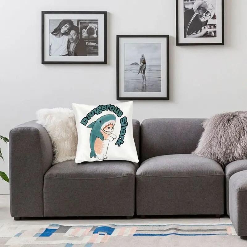 Чехлы для подушек с изображением Кошачьей Акулы из мультфильма Манга с животными для дивана в гостиной 40x40 Изображение 5